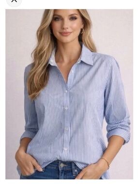 Talbots Blue and White Striped Button-Down Shirt